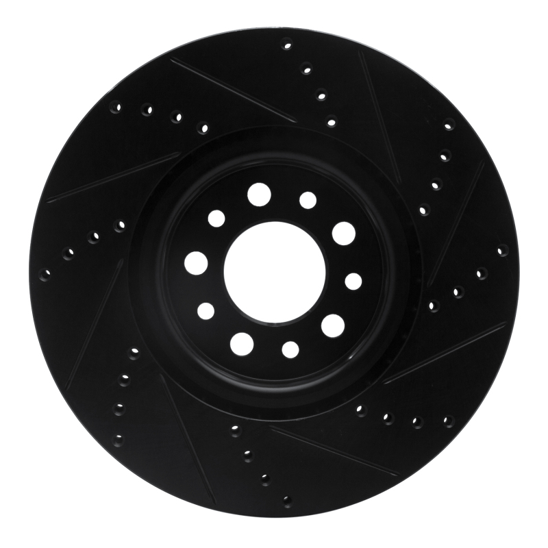 Alfa Romeo Tonale Brake Rotor (1) - Front Left - R1 Concepts - Drilled & Slotted - Black - `14-`25